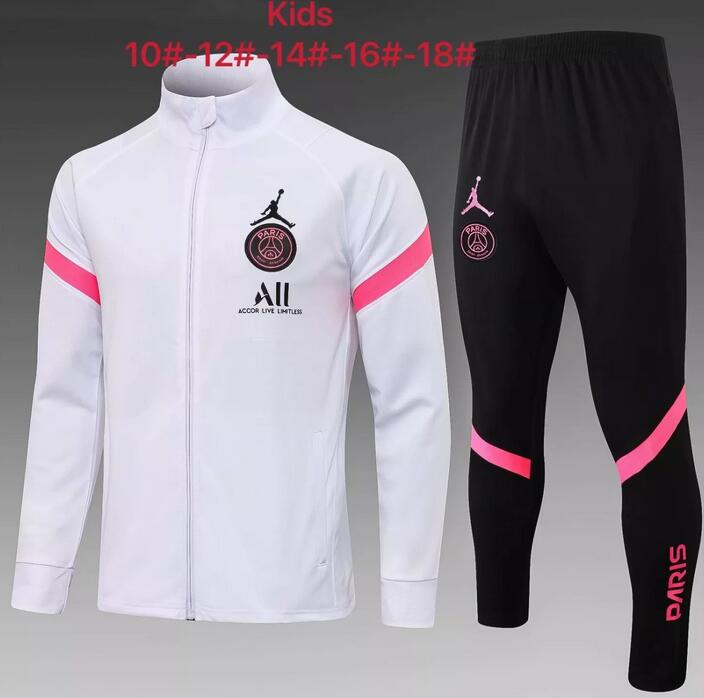 Kids PSG 2021/22 White Training Suit (Jacket+Trouser)